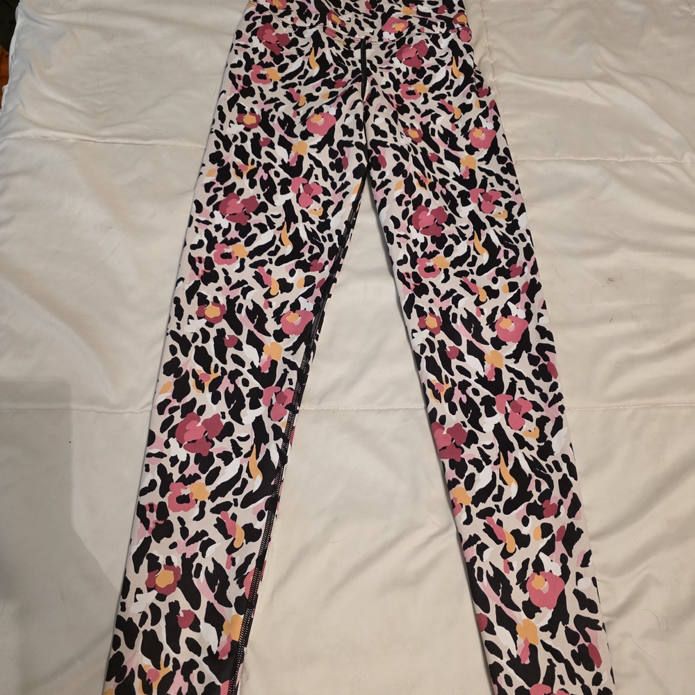 Beach Riot Leopard Print Leggings with Pink and Yellow